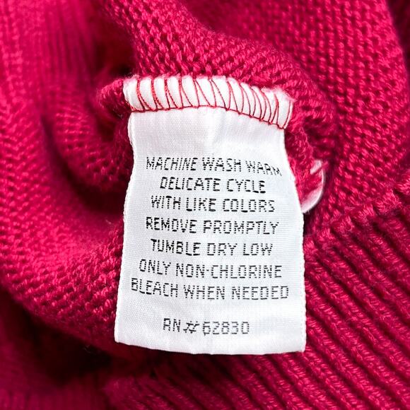 Vintage 90s Lands' End Direct Merchants Red Argyle Diamond Knit Sweater Retro - Picture 5 of 6